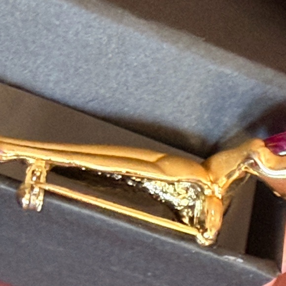 AJC Signed Winged Angel Heart Brooch 1980s Costume Jewelry - Picture 8 of 11